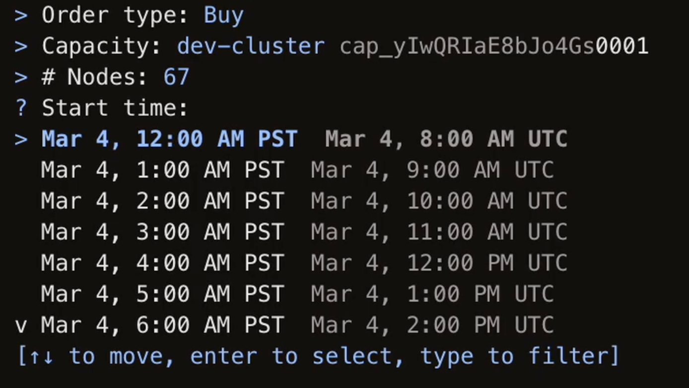 Interactive prompt for Start time
