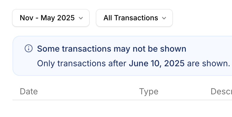 Transaction history